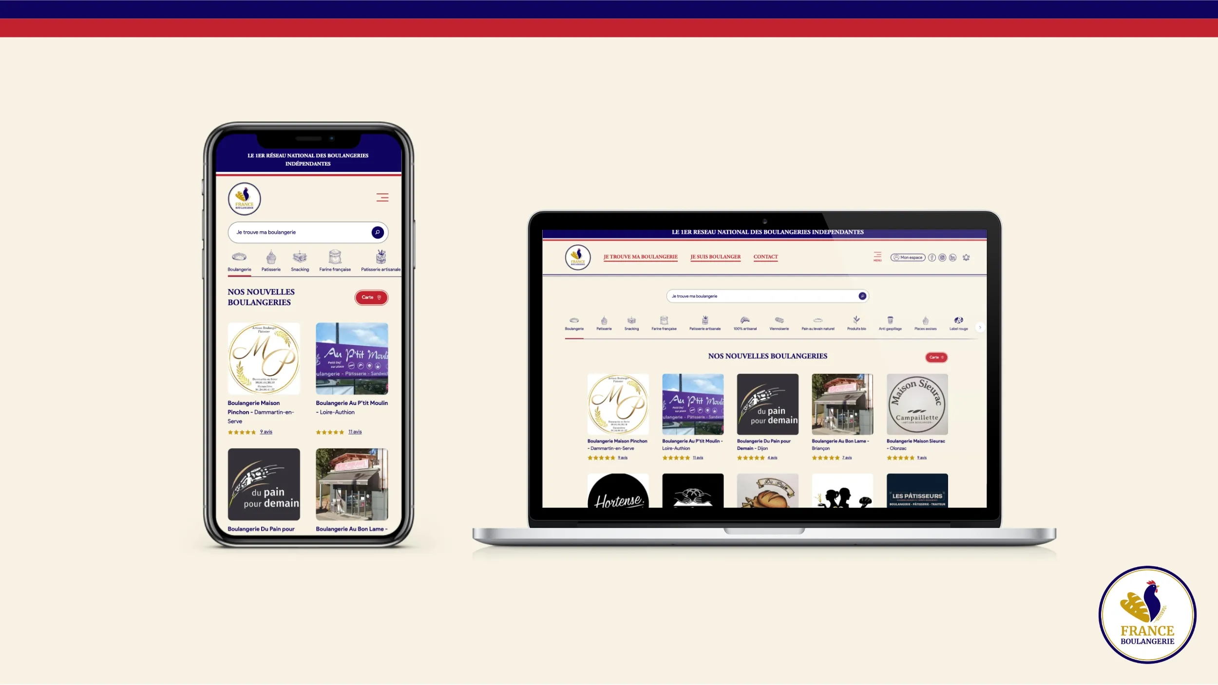 Version ordinateur et mobile de France Boulangerie